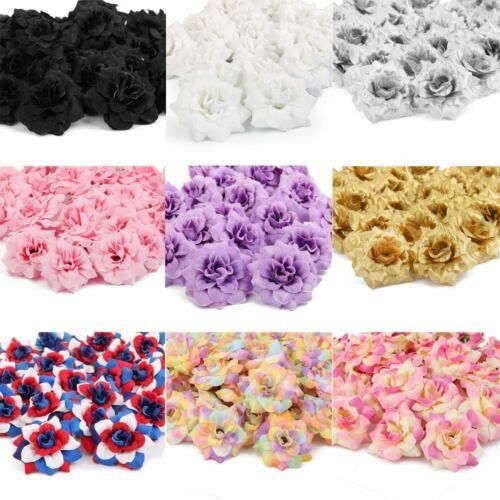 50PCS Artificial Flowers Silk Roses Heads Bulk for Wedding Party Decoration 2″