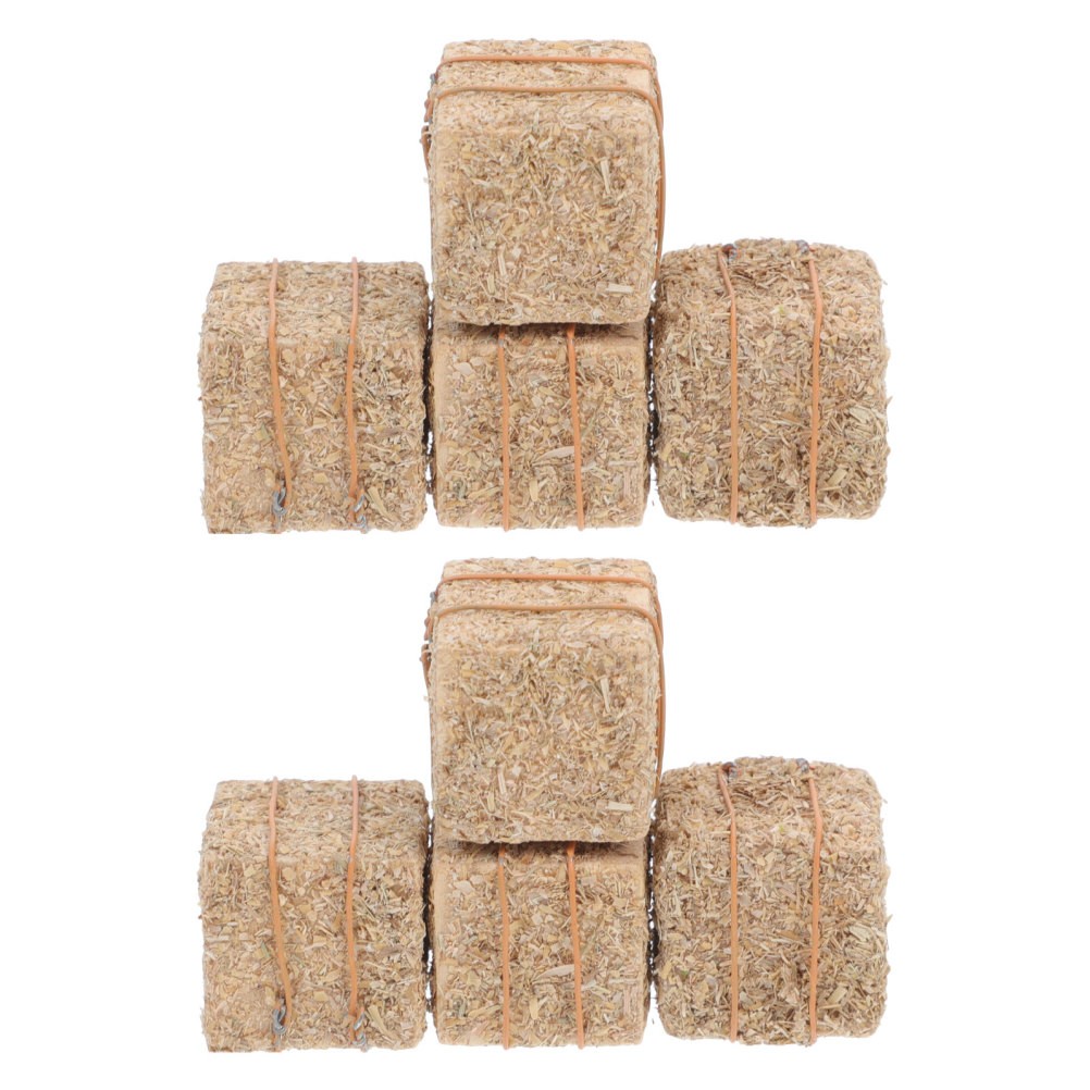 8 PCS Faux Straw Hay Bale Mini Haystack Decorations DIY Accessories Farm