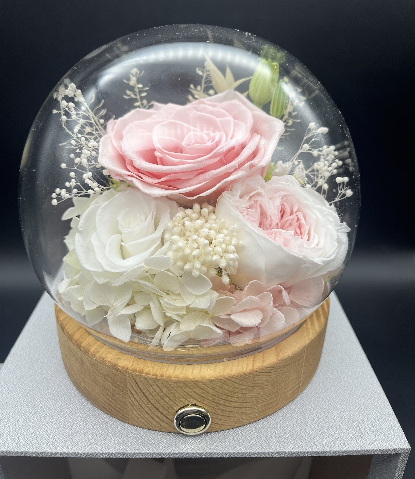 Valley of Rain & Forest Long-Lasting Real Flowers LED Light up Pink White Roses