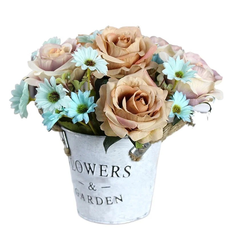High-quality Silk Orange Rose Artificial Flowers for Wedding Decoration, Big and