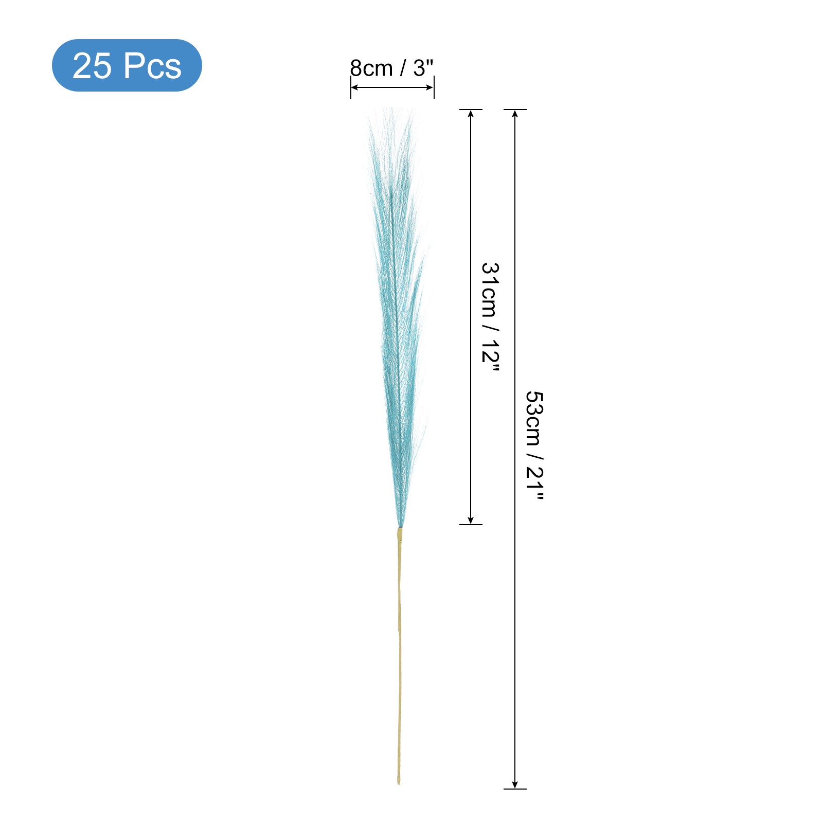 25pcs Faux Pampas Grass 21 Inch Artificial Pampas Grass for Decor Blue Green