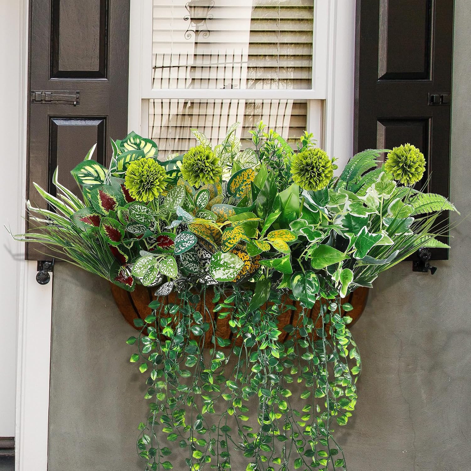 18 Pcs UV Resistant Fake Plants for Outdoor Decor – Greenery Stems & Bushes
