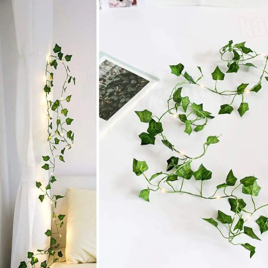 2M 20 LED Ivy Leaf String Lights Vine Garland Wreath Hanging Fairy Night Lamp