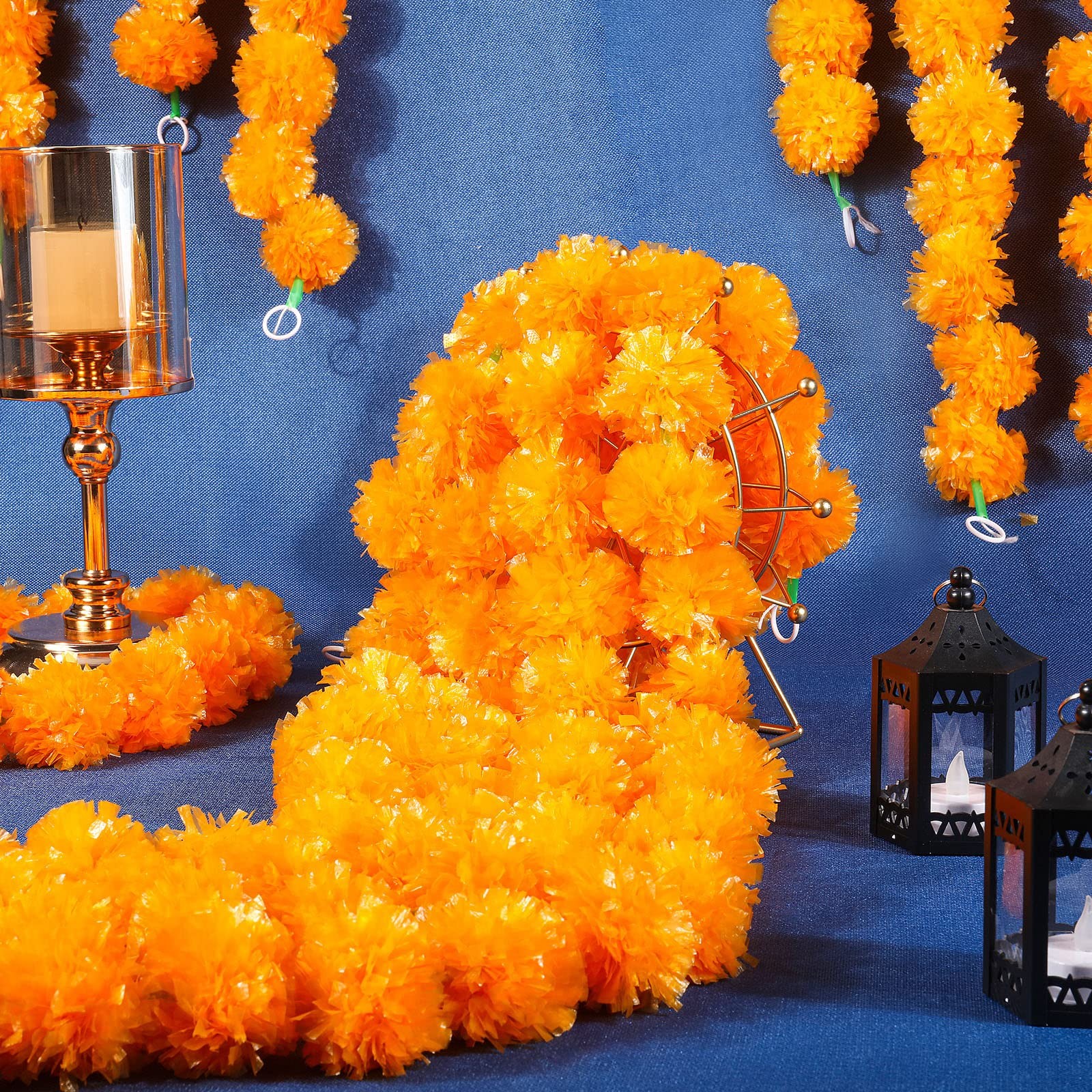 Giegxin 15 Pack Marigold Garland for Decoration 5 ft Long Strands Faux Artifi…