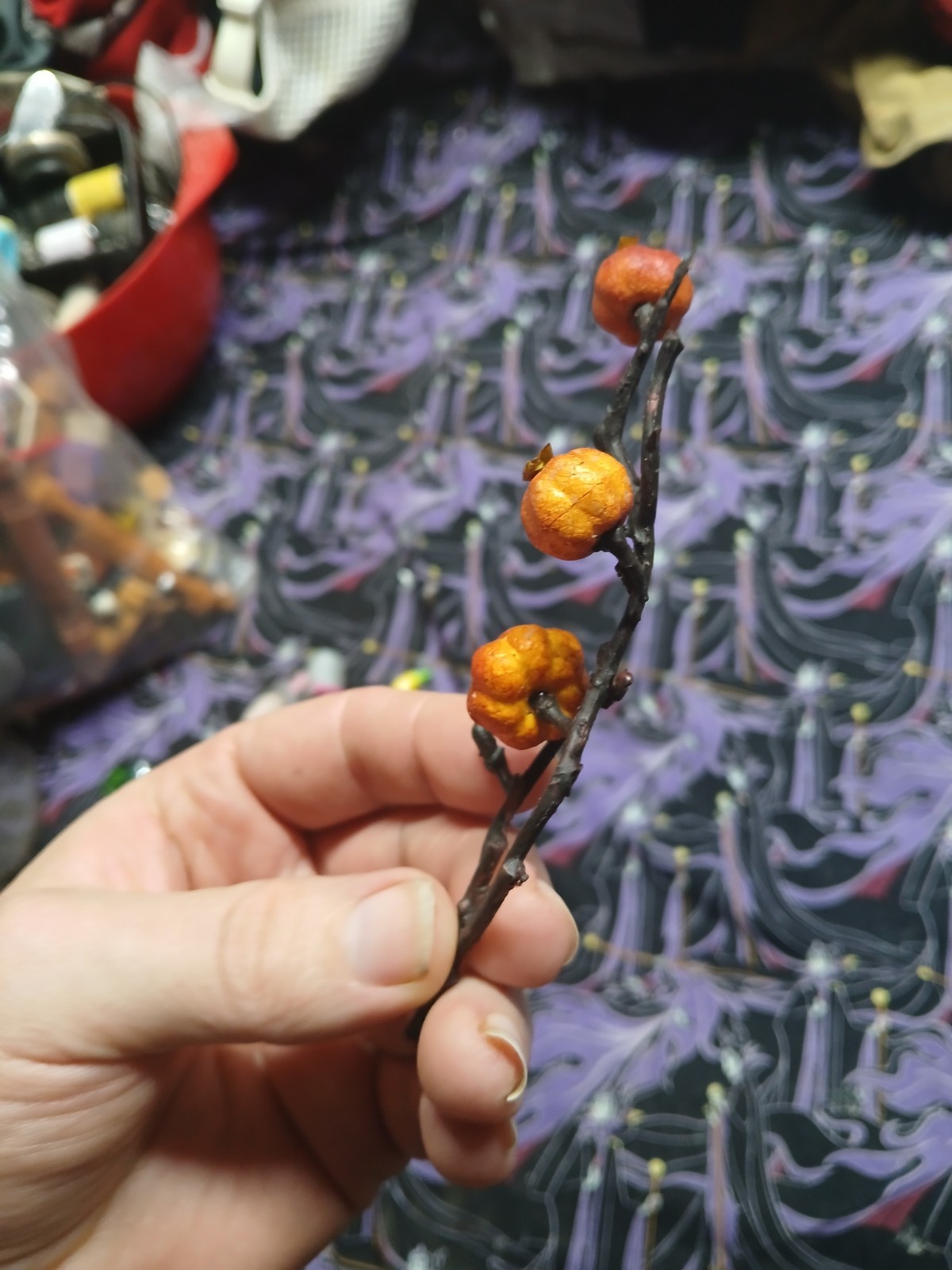 artificial berry floral pick Short Stem Like Tiny Pumpkins.