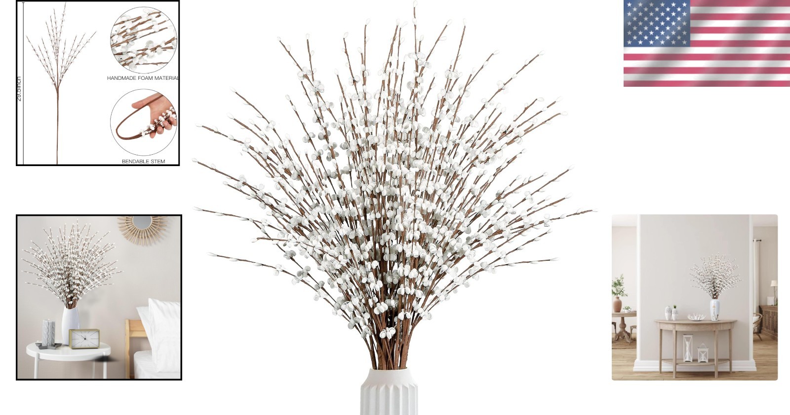 29.5’’ Tall Faux Jasmine Flower Bouquet – 10 Stems for Home & Wedding Decor