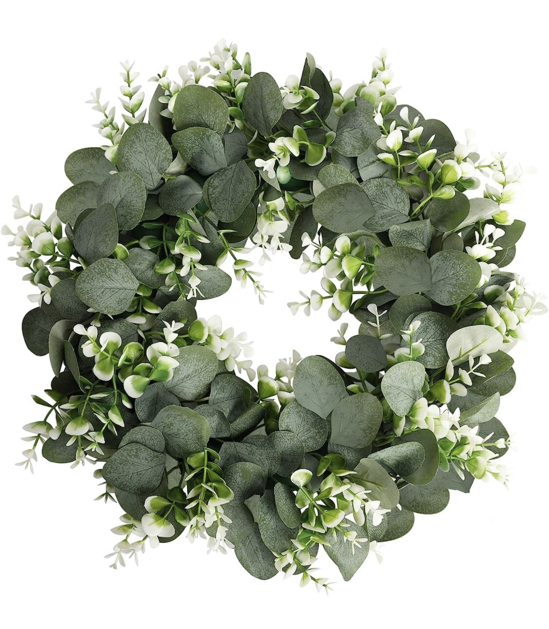 Whonline Artificial Eucalyptus Welcome Wreath for Front Door With Sign 16”