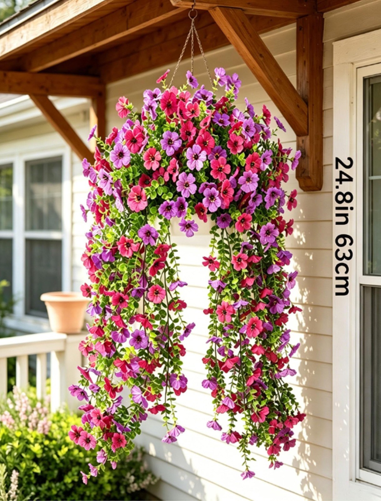 2 Packs Artificial Flowers for Outdoor Violet Eucalyptus UV Resistant Faux Silk