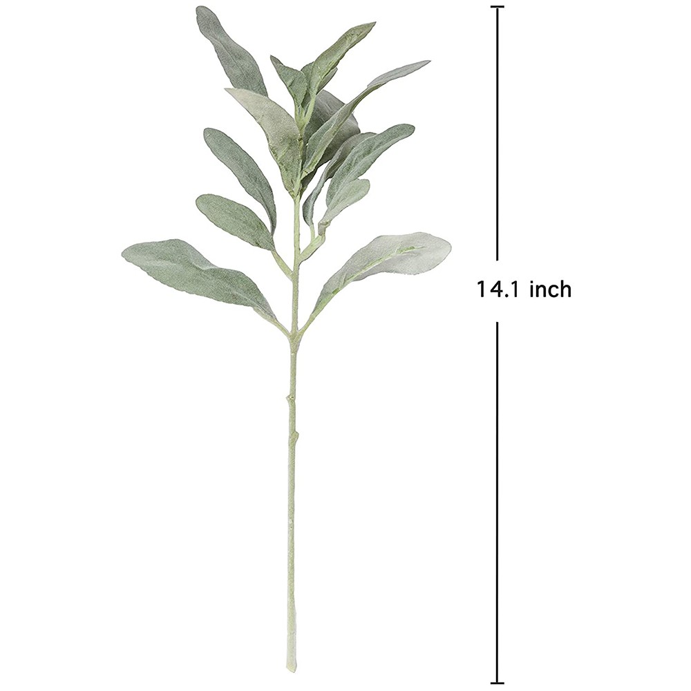 Faux Lambs Ear Stems 5Pcs Flocked Artificial Greenery Solid Fake Ear7080