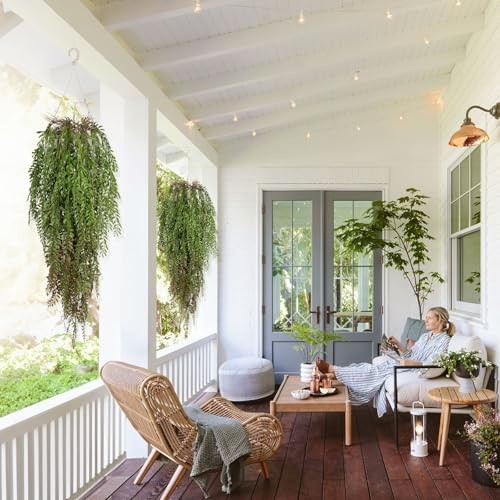 Artificial Hanging Plants Faux Ivy Vine Leaves 2Pcs Fake Plants Green Brown