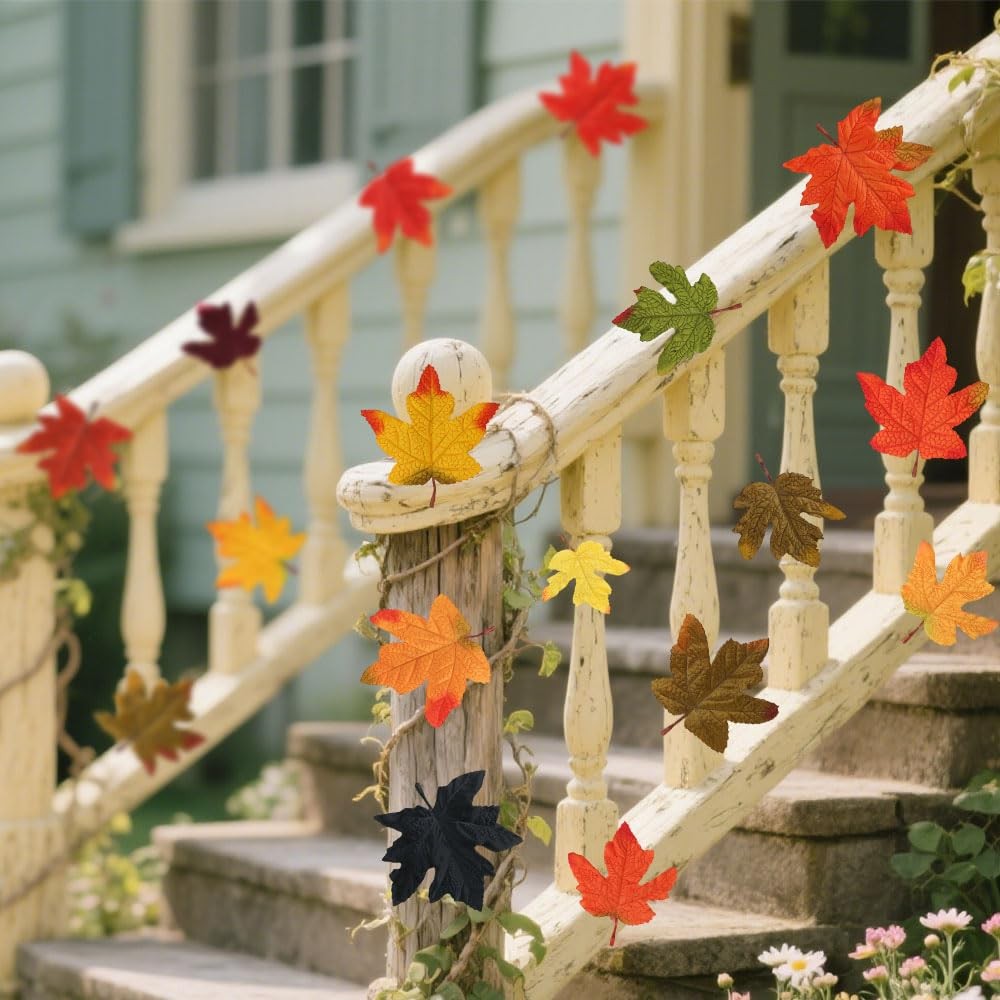 Large Artificial Maple Leaf Thanksgiving Fake Fall Leaves Decoration 17 PCS