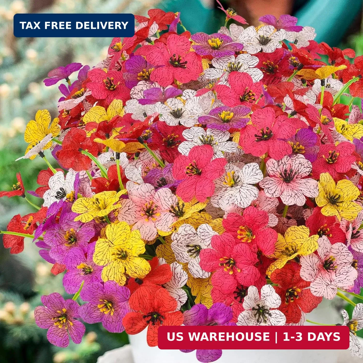 MACTING 12 Bundles Artificial Flowers for Outdoors UV Resistant Fake Flowers Fau