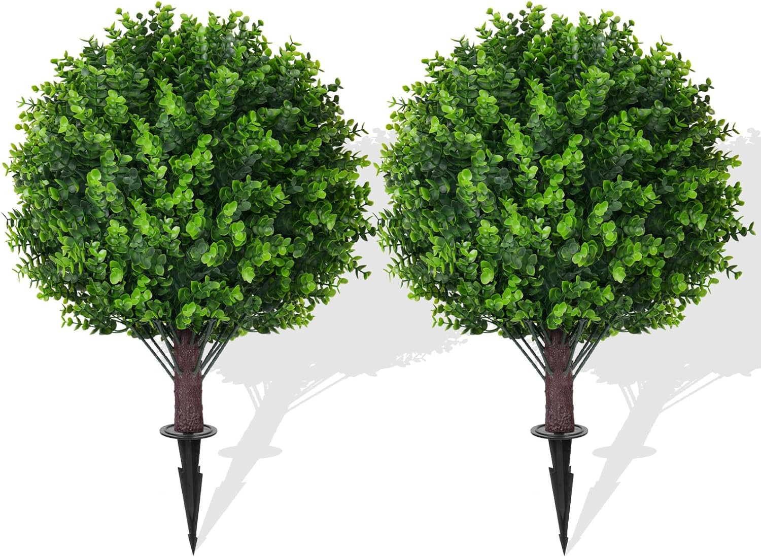 16″ UV Resistant Artificial Eucalyptus Topiary Ball Trees, 2 Pack