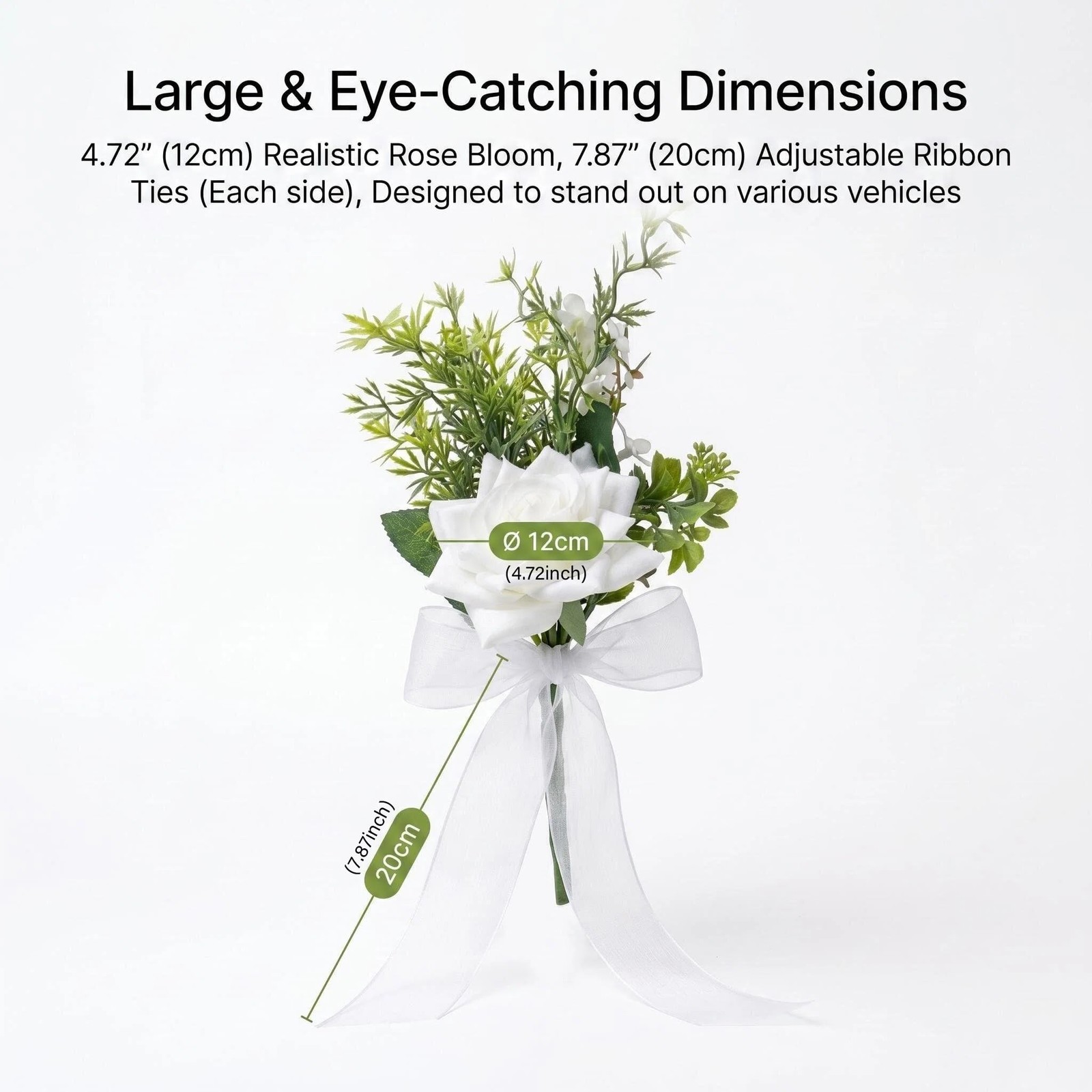 4 PCS Just Married Wedding Car Decorations Door Handle White Artificial Rose