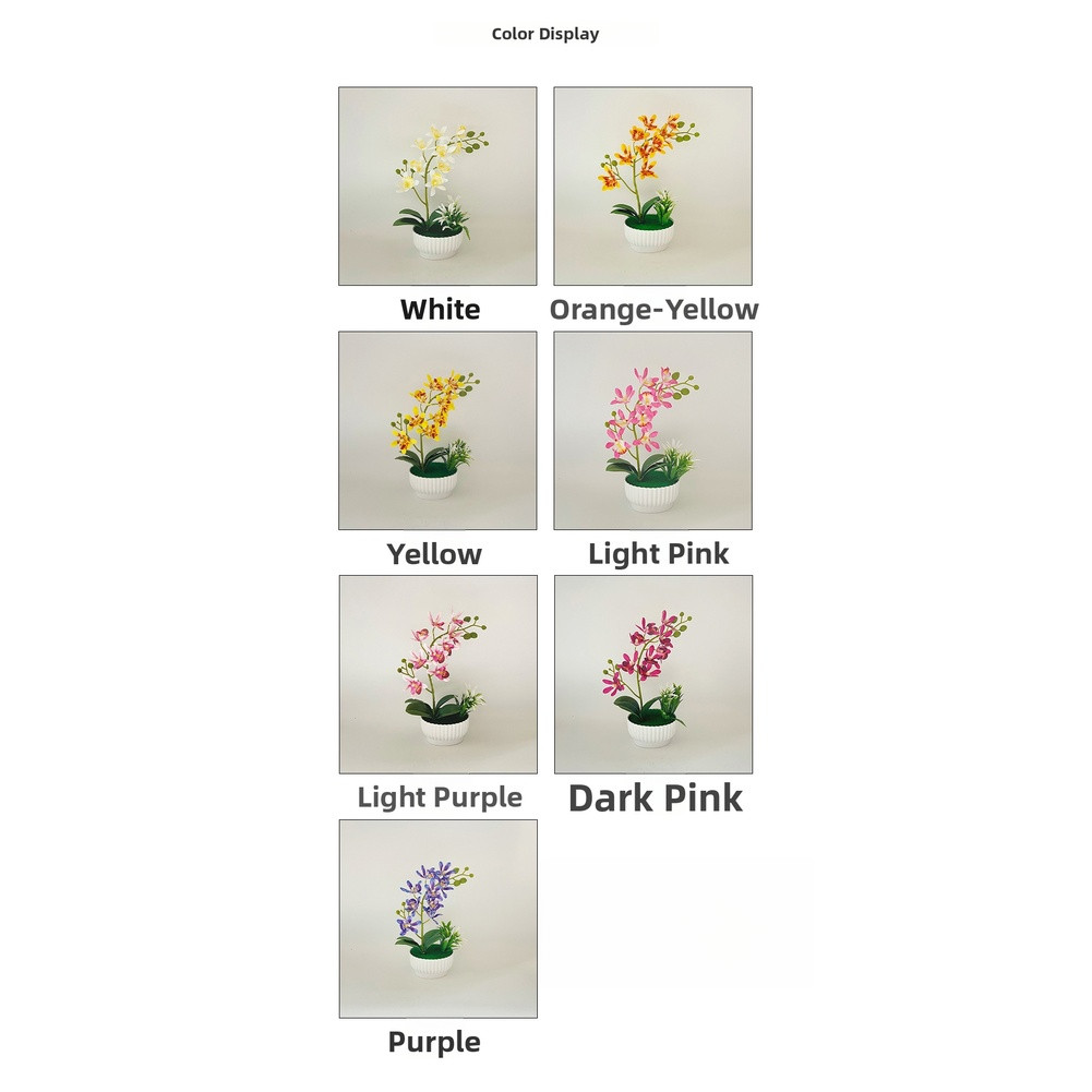Compact Potted Artificial Orchid 10.5×10.5x27cm for Small Space For home Decor