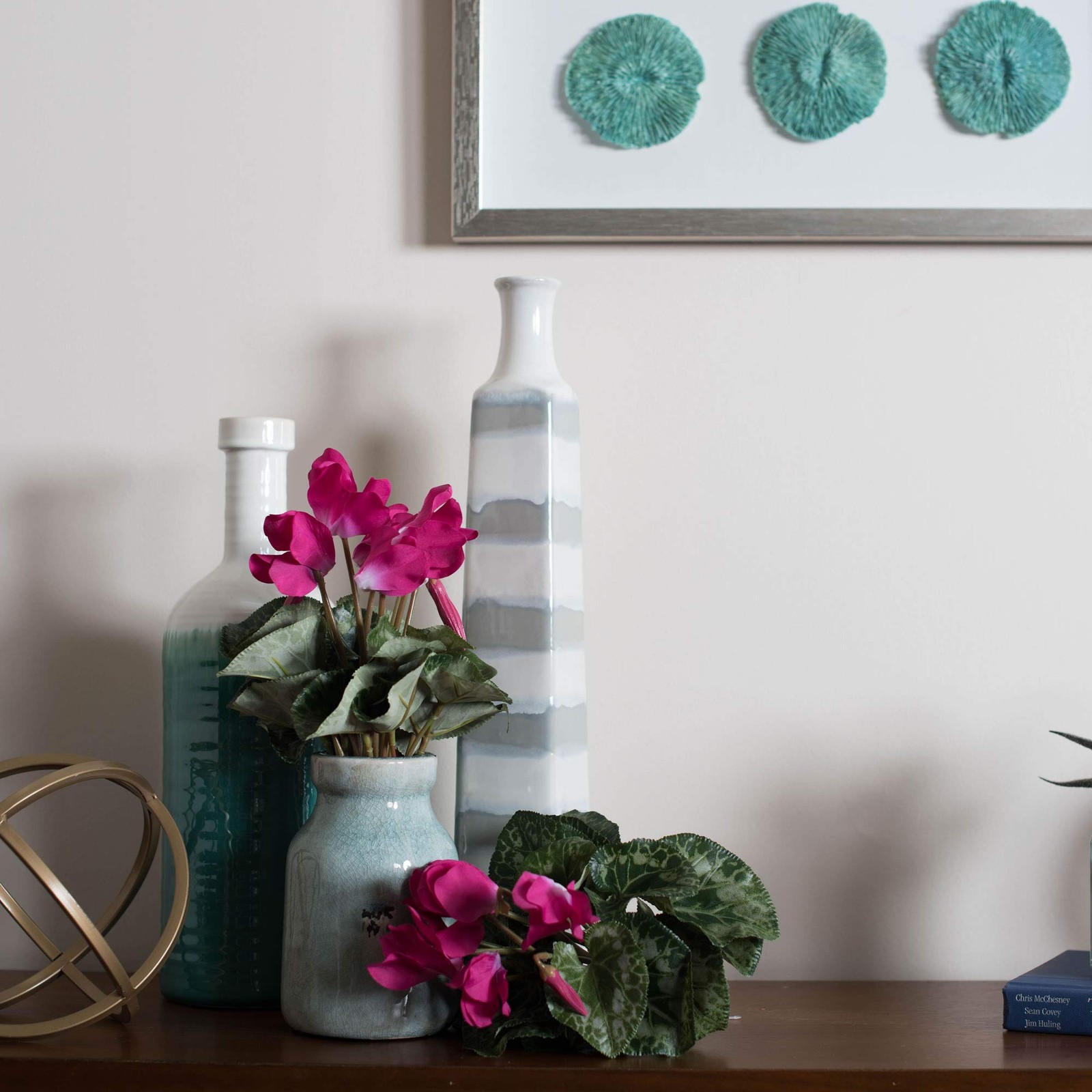 Vickerman 11″ Contemporary Fabric Artificial Cyclamen Bush in Beauty Pink