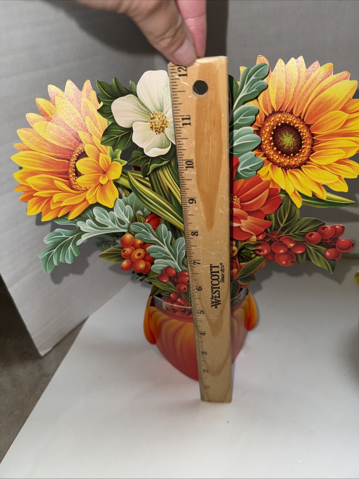 Fresh Cut Paper Flower Arrangement Thanksgiving Fall Autumn Cottage Decor