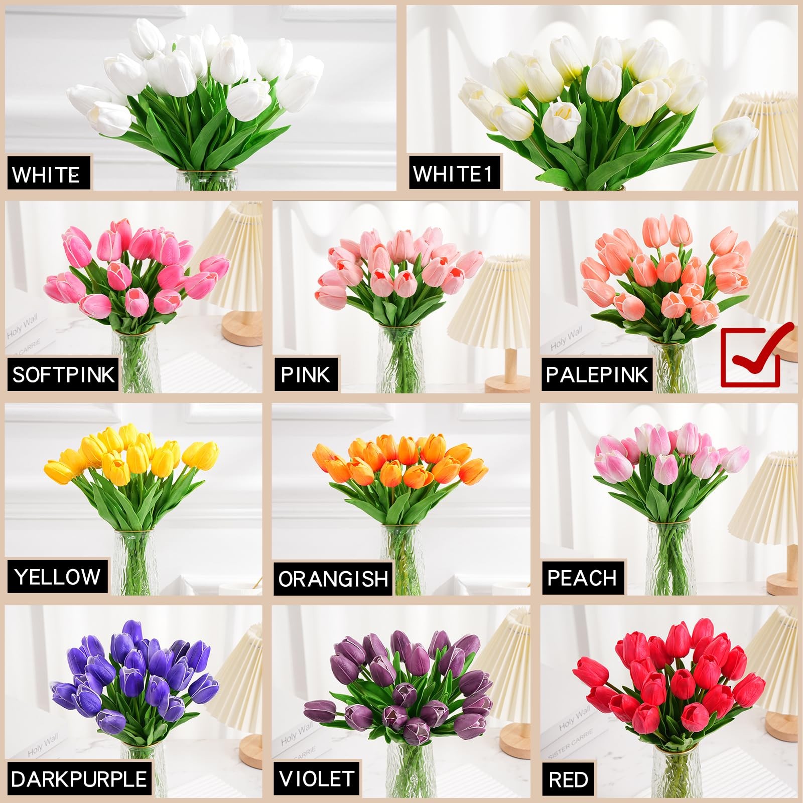 Artificial Tulips Flowers, 20 Pcs Real Touch Latex Fake Tulips for Christmas …