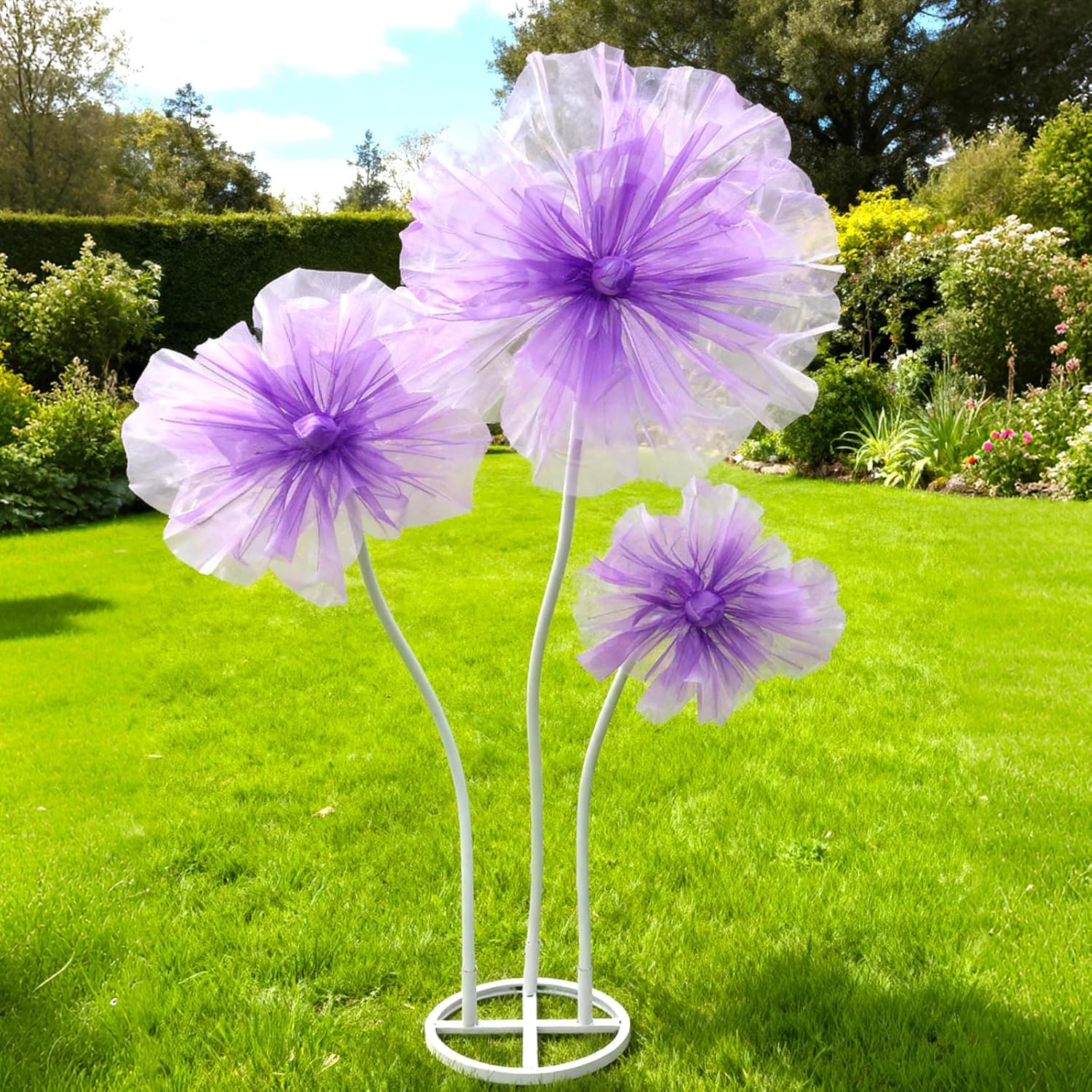 Giant Purple Silk Flowers – 3PCS 5.9Ft Decor for Weddings & Home Events