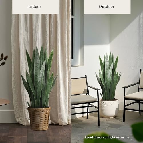 3FT Artificial Snake Plant, Fake Sansevieria Indoor Outdoor, 28 Thick PE 1 PC