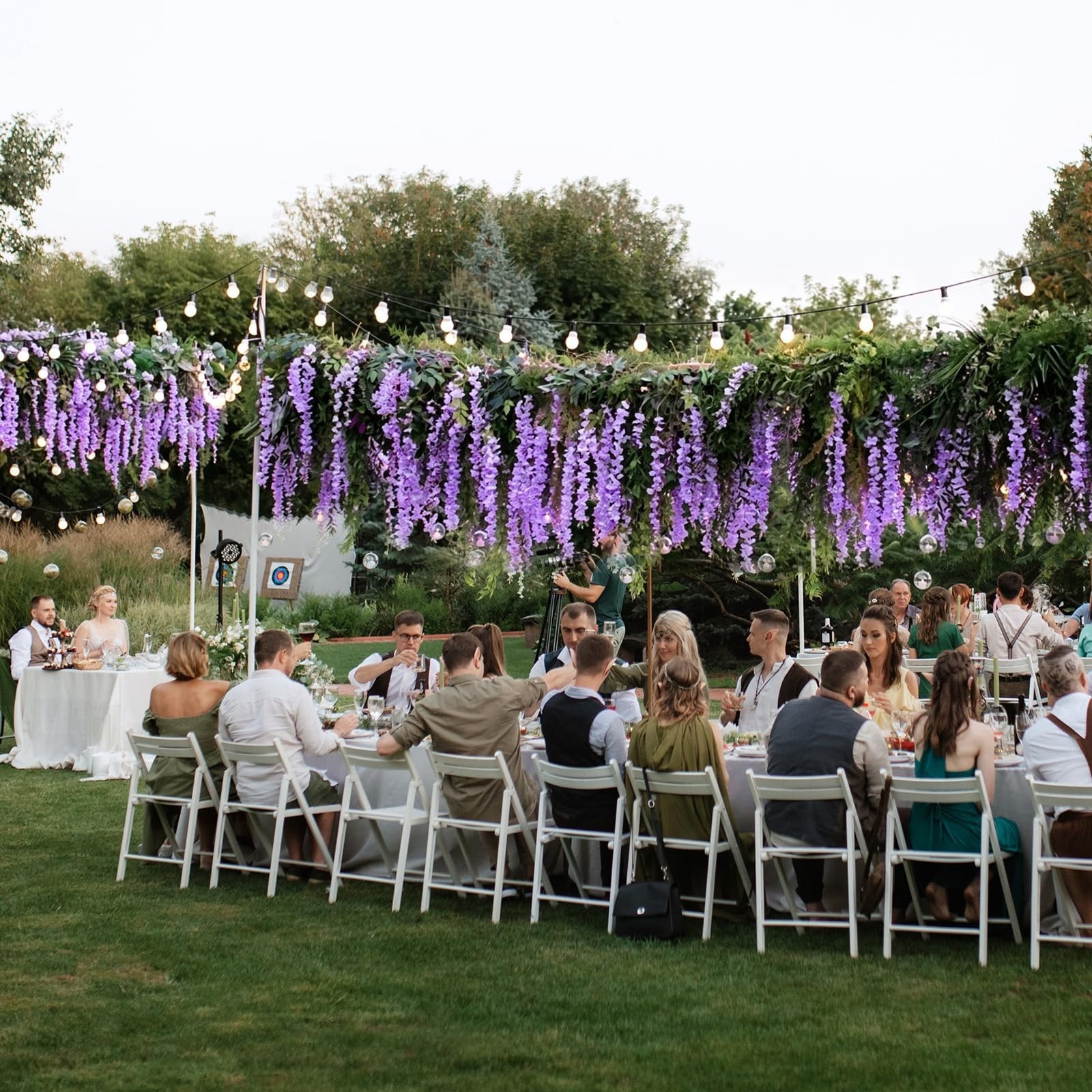 100 Pack Purple Wisteria Garland, Fake Hanging Flowers for Home Decor, 3.6 Ft