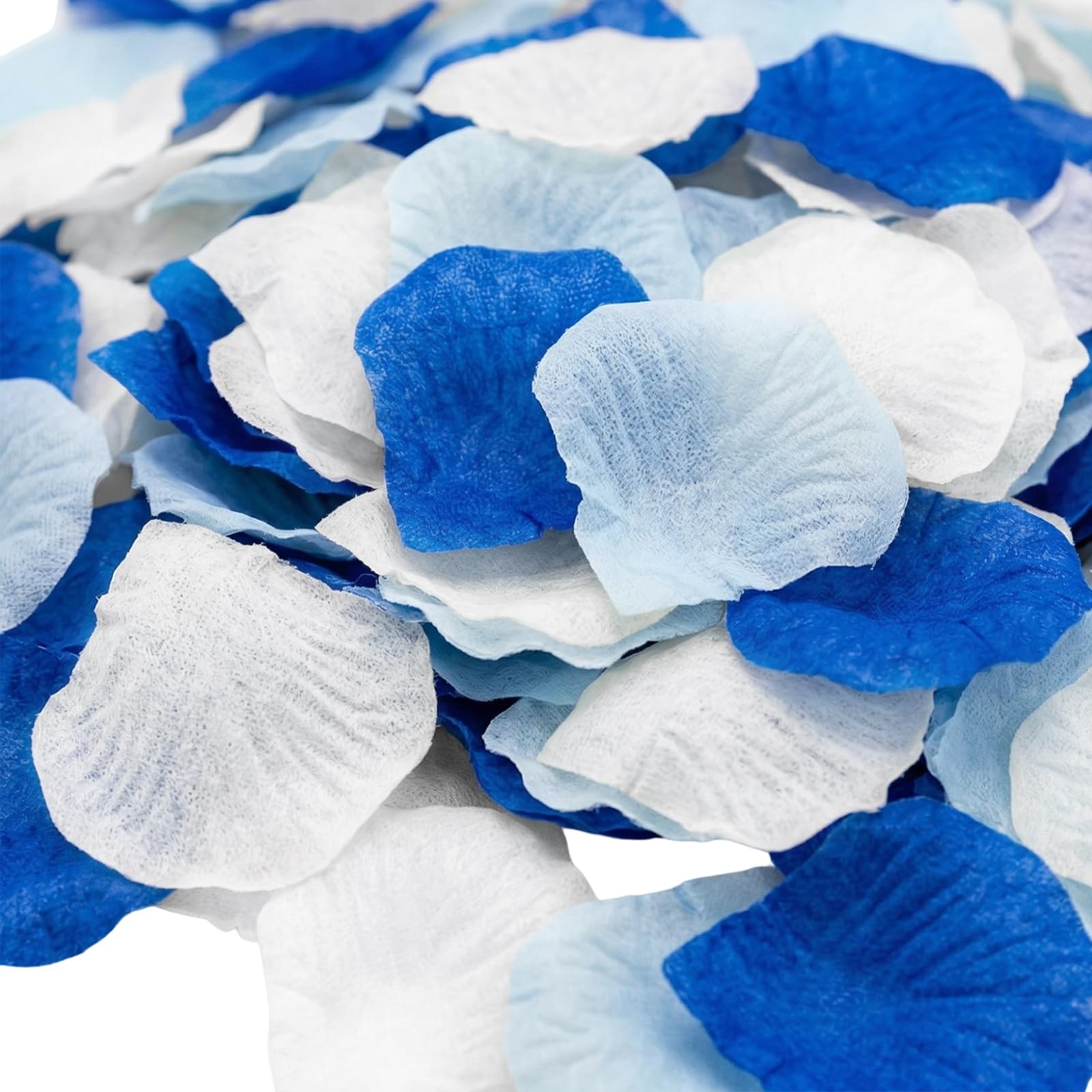 1800PCS Artificial Rose Petals, Dark Blue, Light Blue, White
