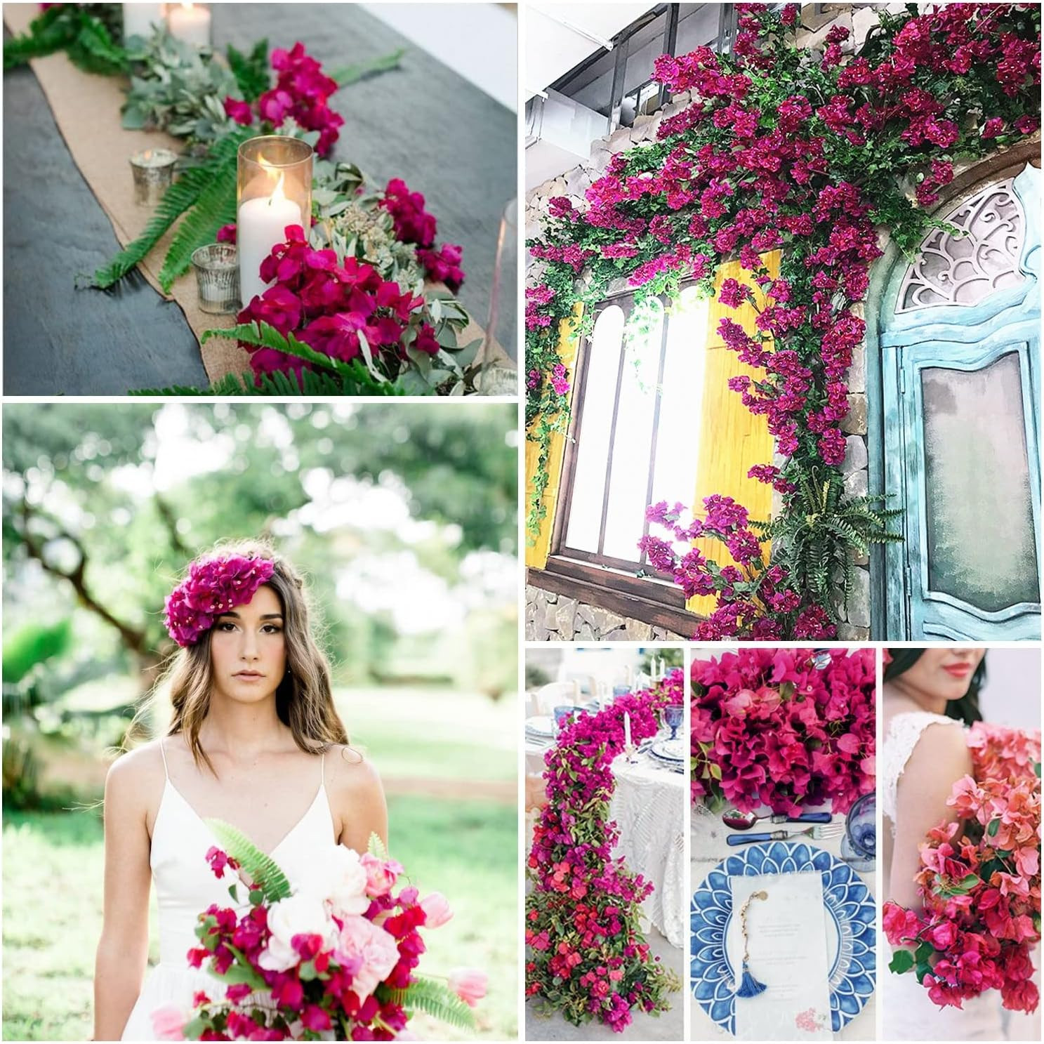 40 Pcs Fuchsia Bougainvillea Silk Flowers for Wedding & Home Decor