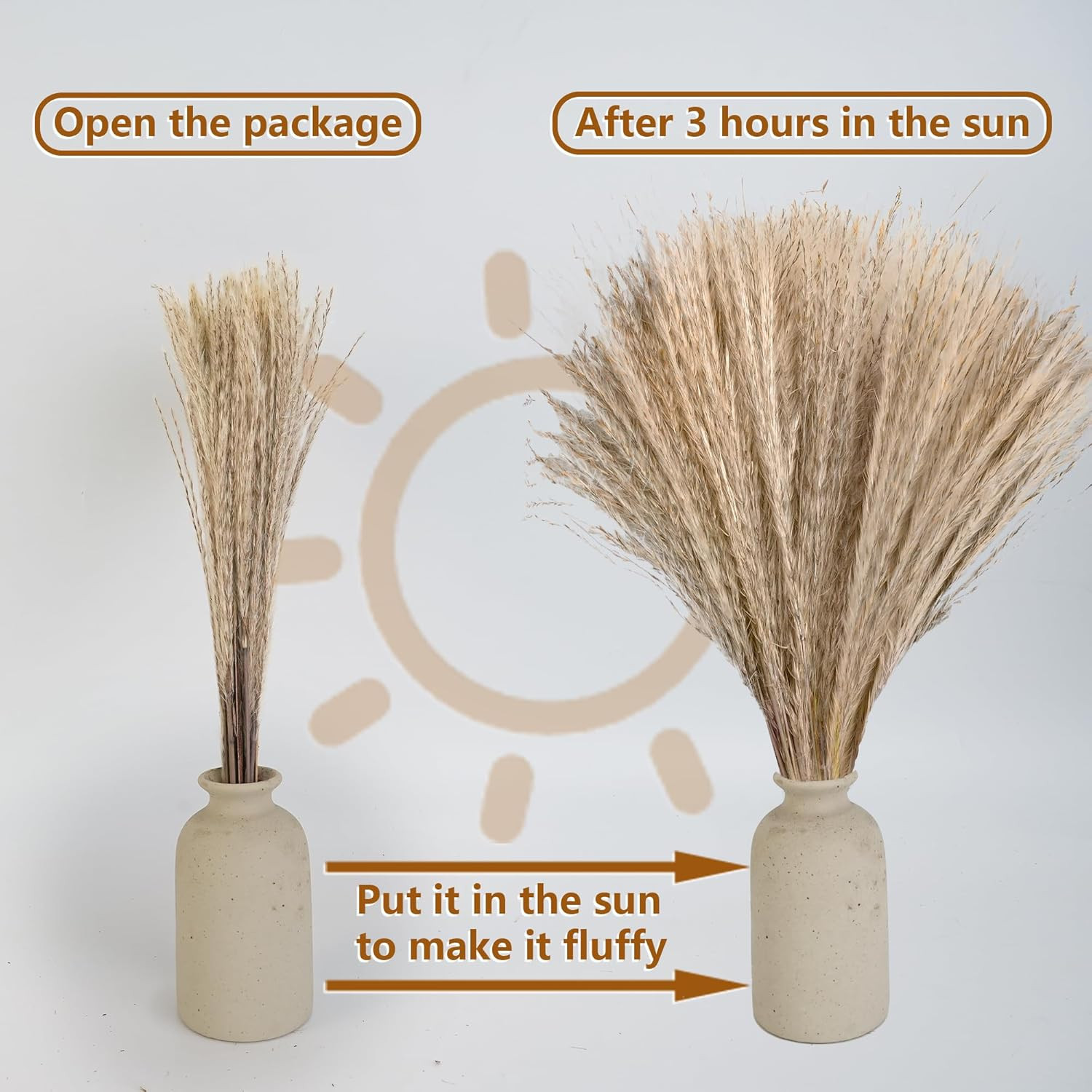 300 PCS Dried Pampas Grass Decor, Dried Flower Bouquets for Wedding, Home, Cente