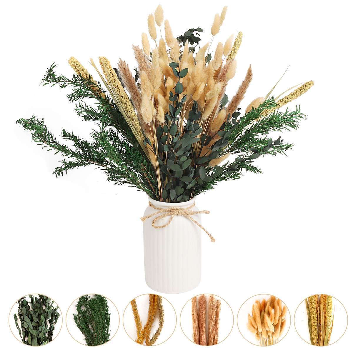 85Pcs 17″ Tall Boho Natural Dried Pampas Grass Bouquet Total Decor Wedding Party