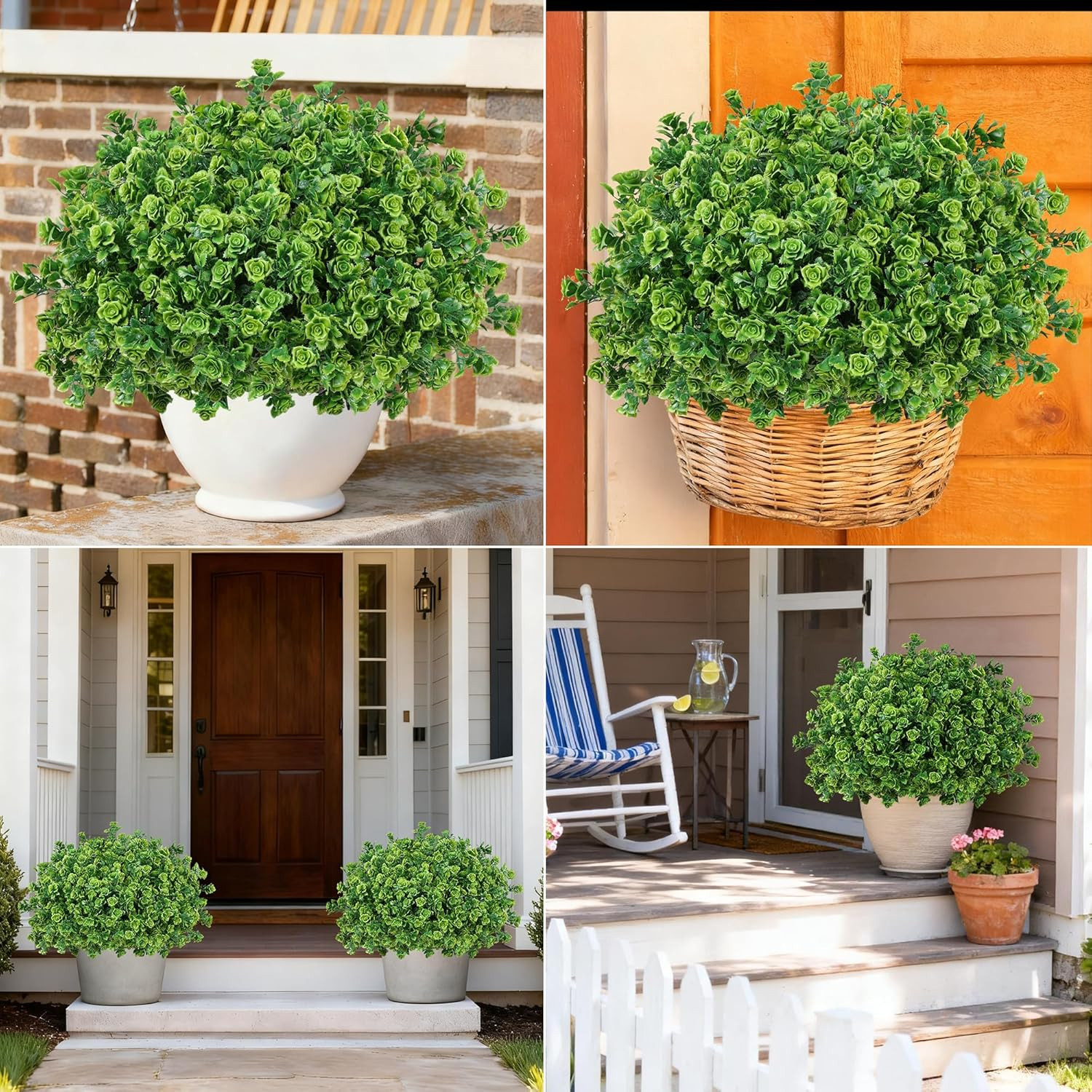 Artificial Fake Outdoor Plants for Spring Summer Decoration, 12 Bundles Fake Pla