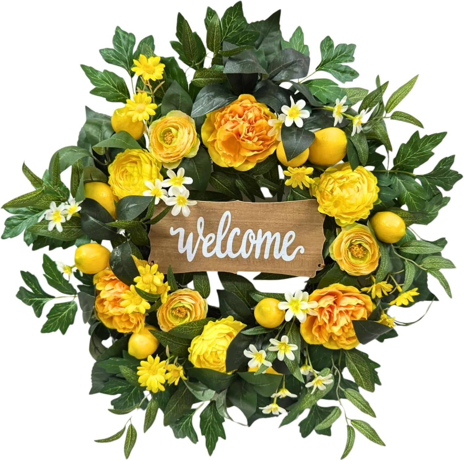22” Lemon Wreath Welcome Sign Spring Summer Front Door Farmhouse