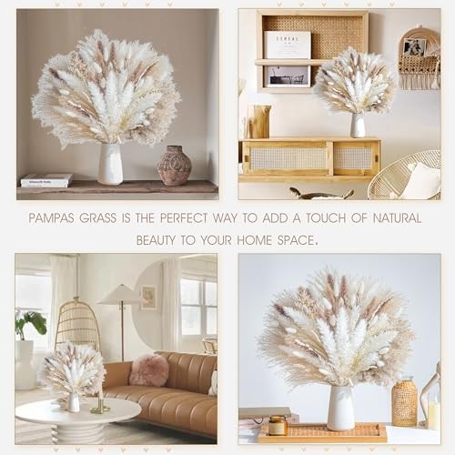 96PCS Natural Dried Pampas Grass Boho Home Decor Bouquet Phragmites 96 Pcs