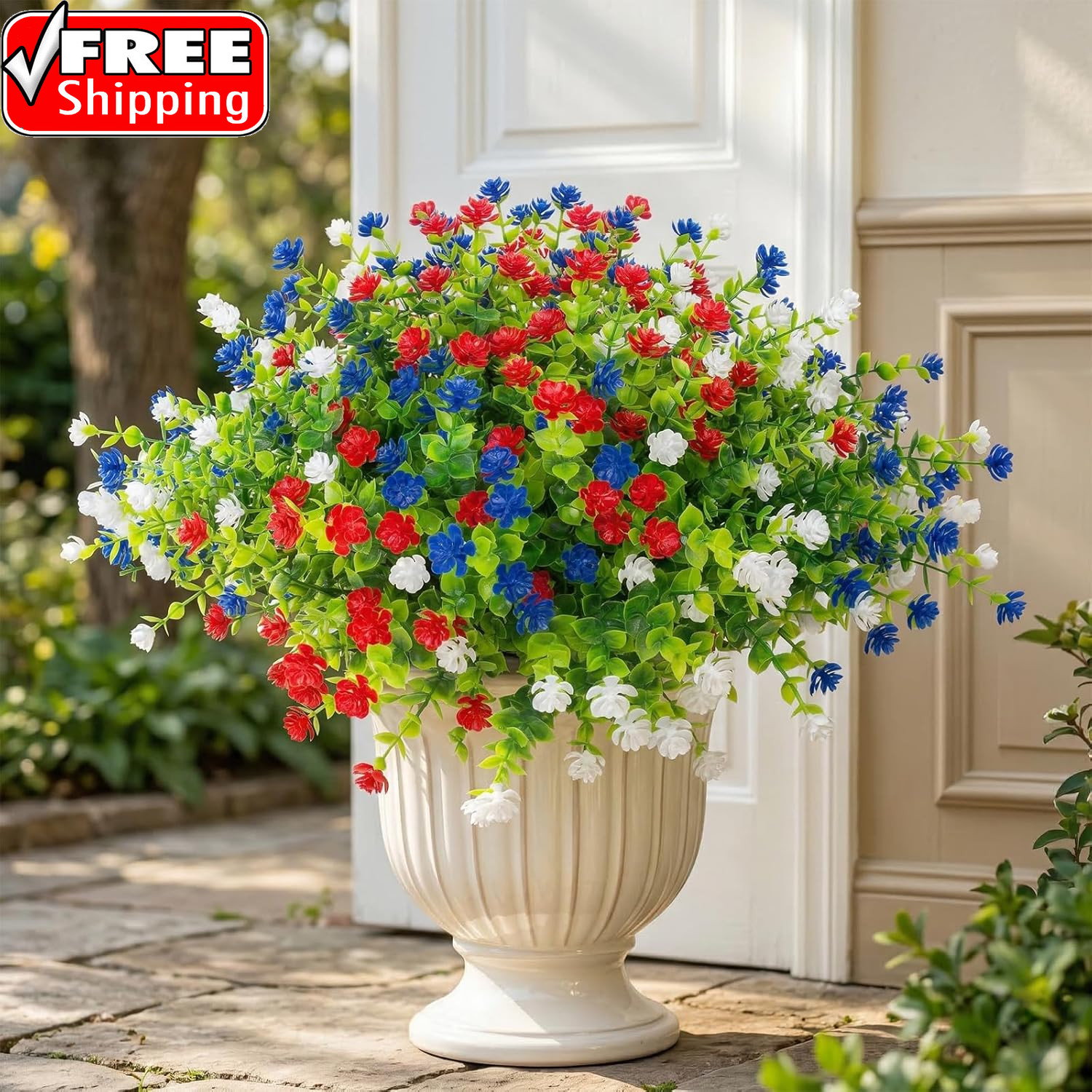 12 Pcs Artificial Flowers Outdoor, Faux Artificial Plants UV Resistant Plastic P