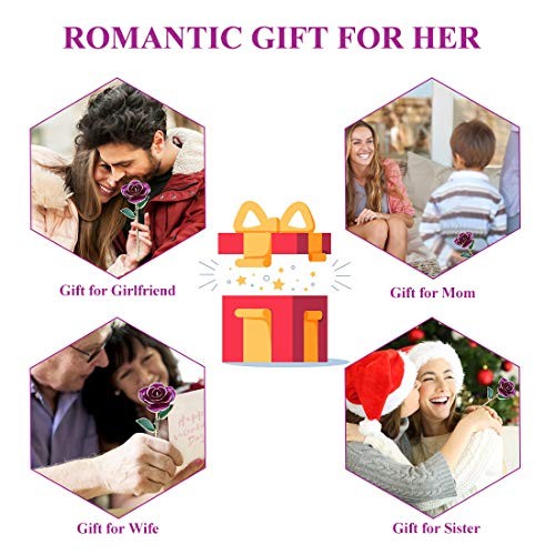 ZJchao 24K Purple Rose for Her, Eternal Eternity Love Real Gold Plated Rose