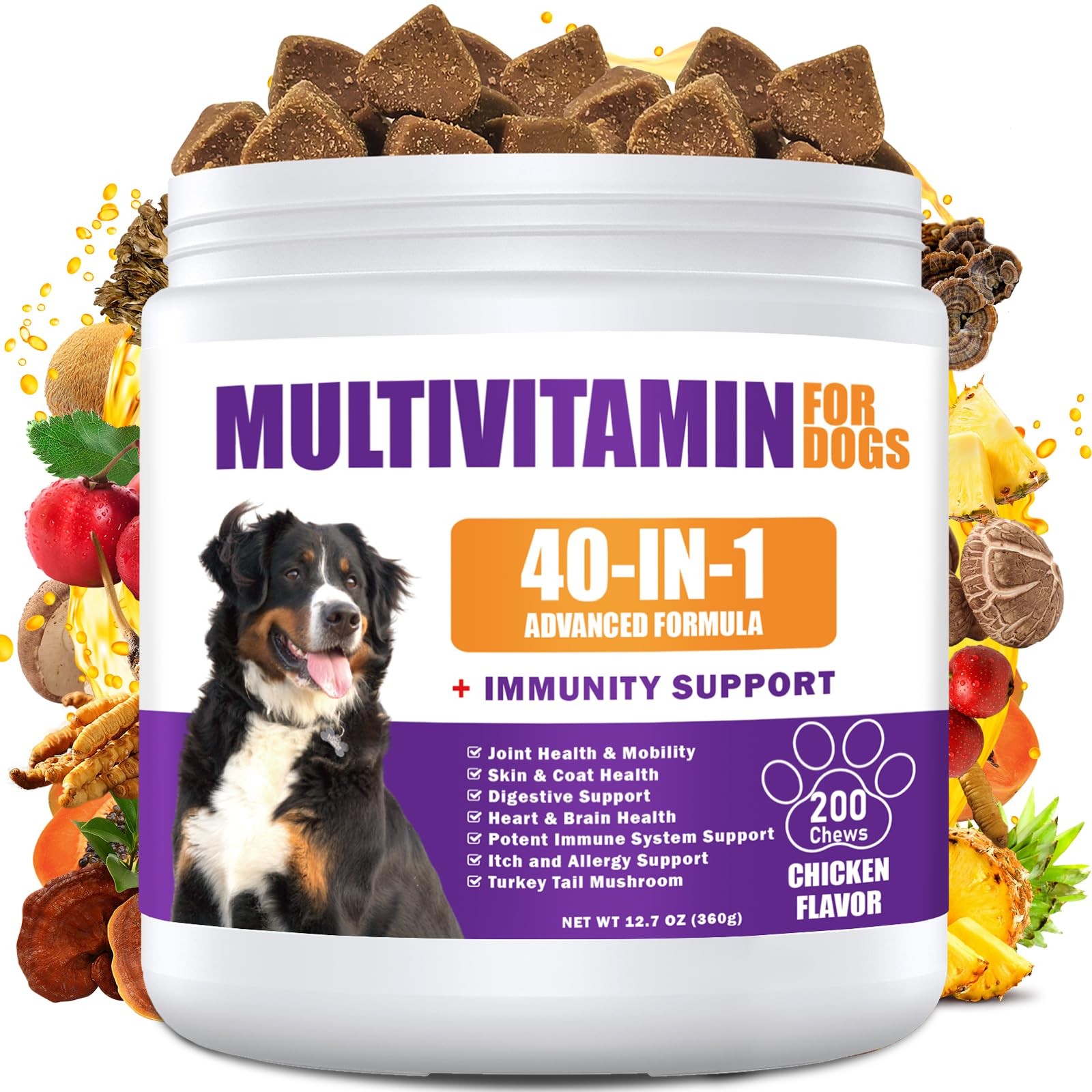 40 in 1 Dog Vitamins and Supplements 200Ct Multivitamin Chewable,…