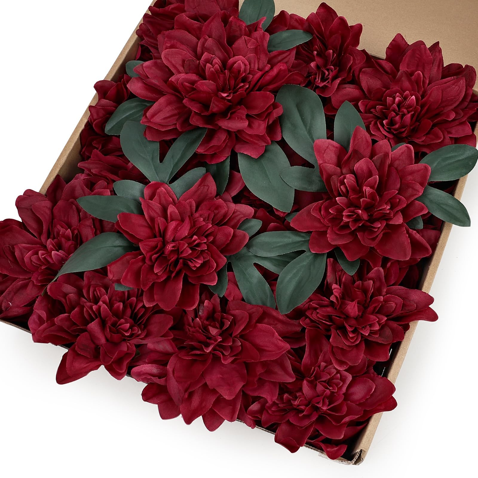 Dahlia Artificial Flowers – 24 PCS Faux Silk Floral with Stem Bulk for Crafts…