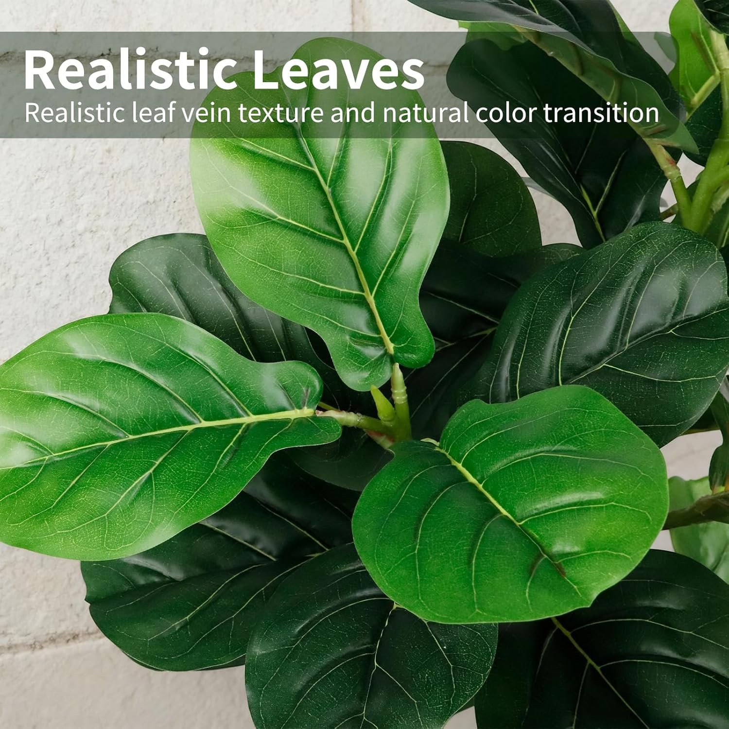 5FT Artificial Fiddle Leaf Fig Tree W/ White Planter & Fake Moss Realistic Faux