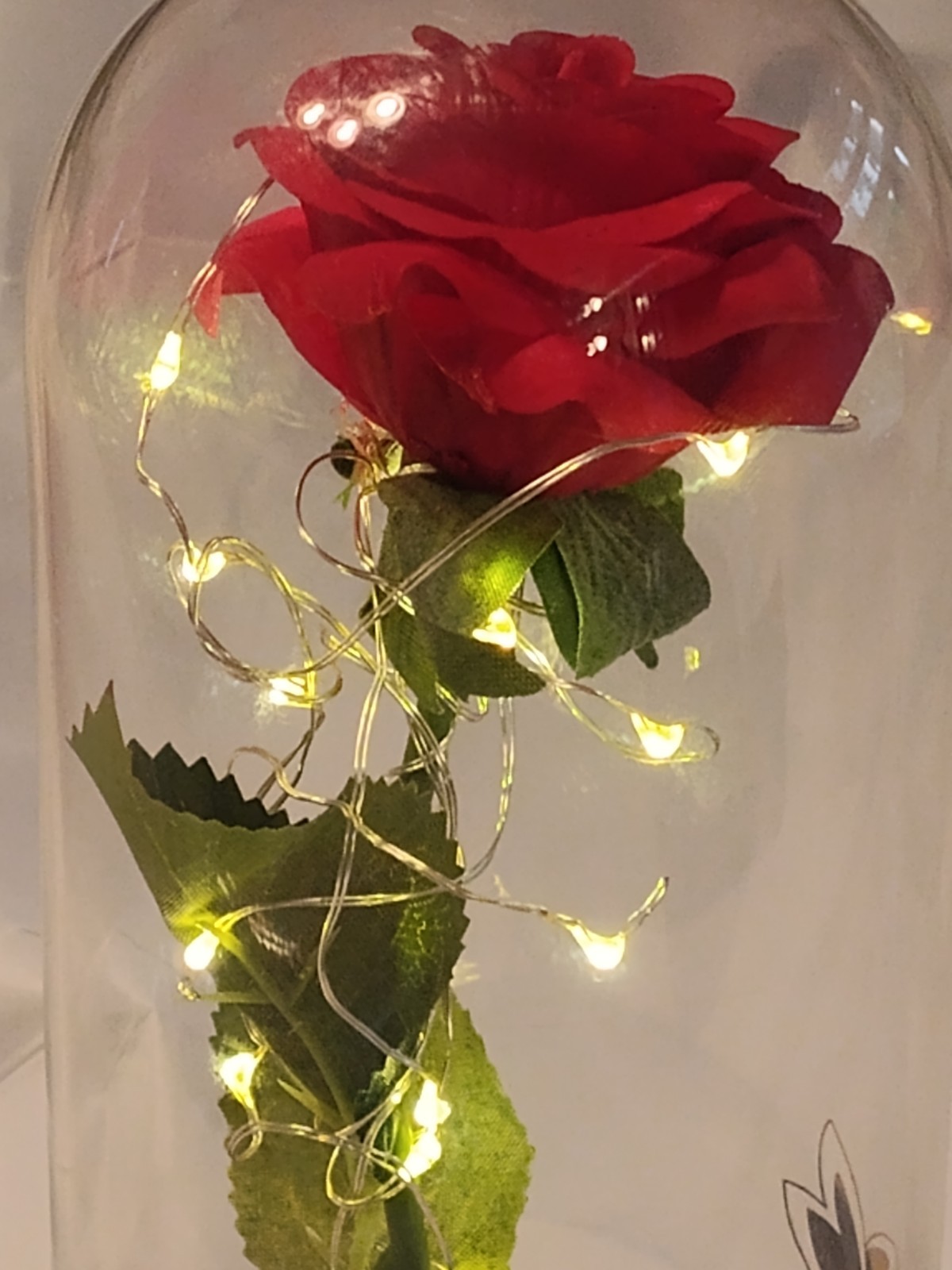 Dream Of Flowers Beauty and The Beast Rose Red Lasts Forever Wood Base lighted
