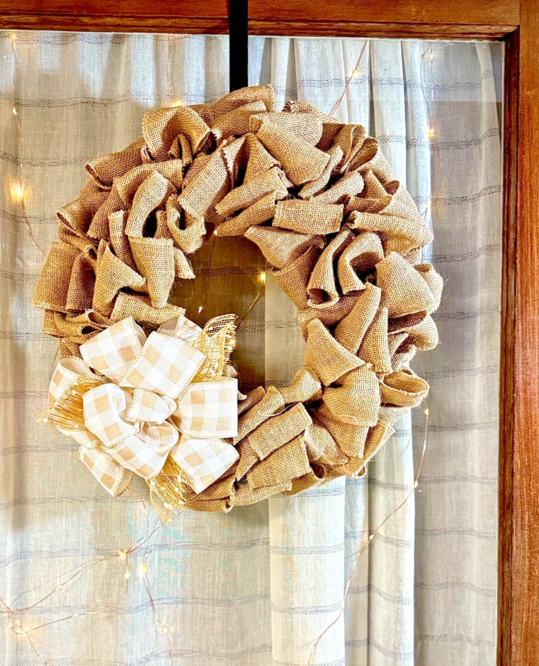 Burlap Wreath – Cozy Cottage Decor – Rustic Door Hanger – Farmhouse Home Decor