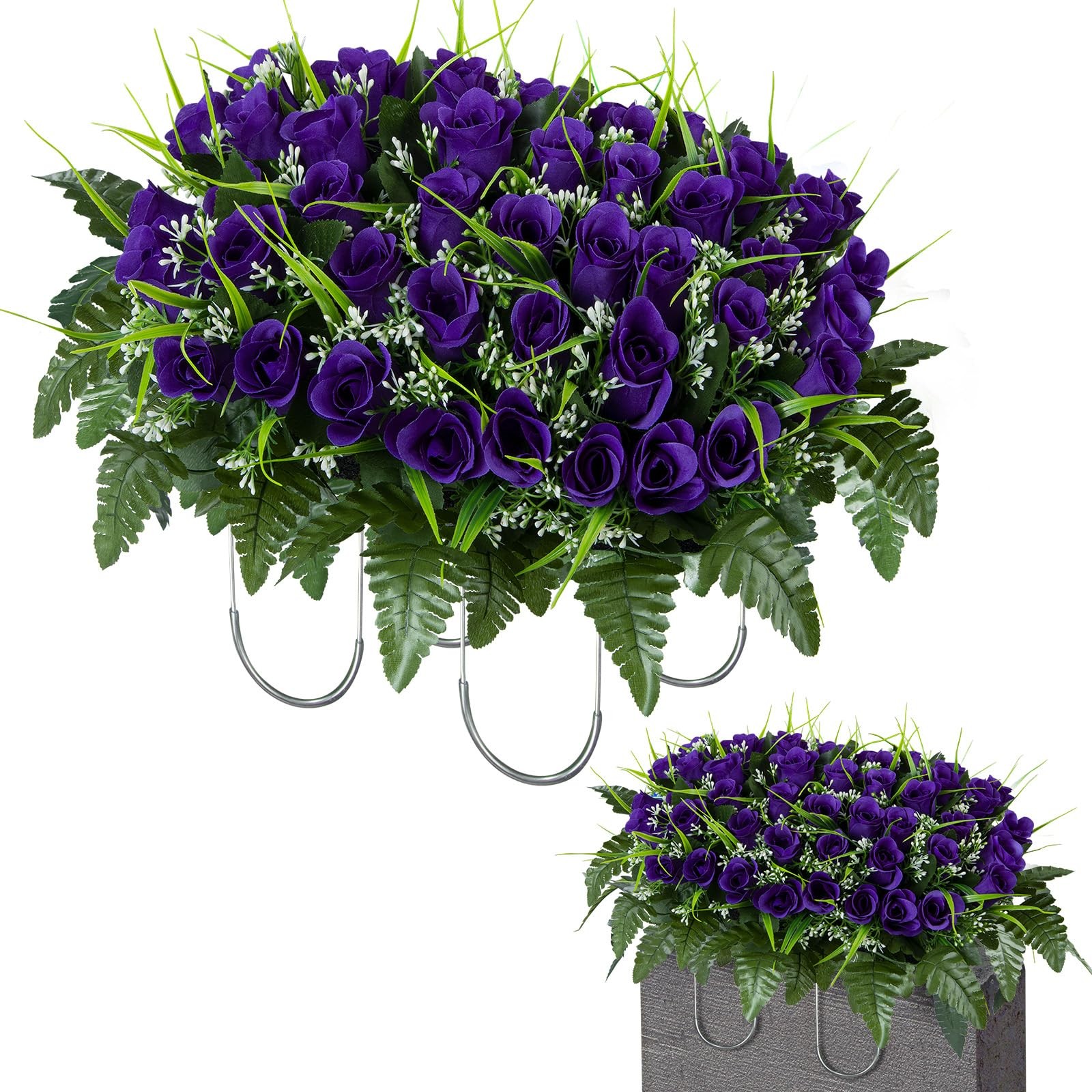 Artificial Headstone Flower Saddle, Silk Cemetery Flowers Saddles, Artificial…