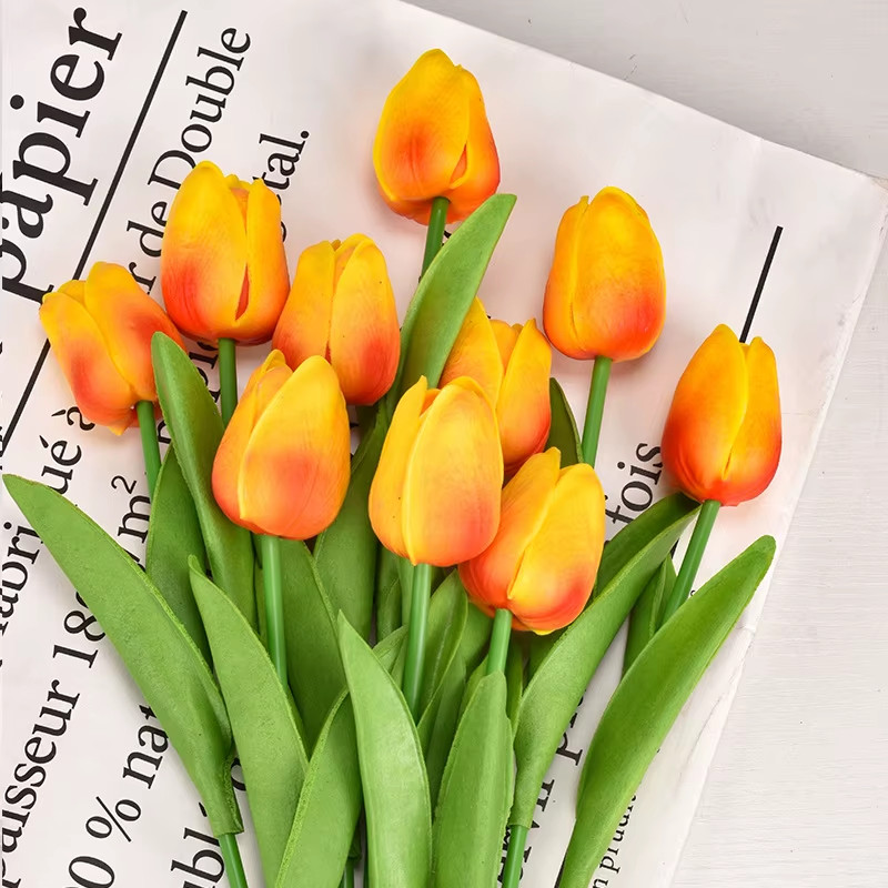 10PCS Tulip Artificial Flower Real Touch Artificial Bouquet PE Fake Flower for W