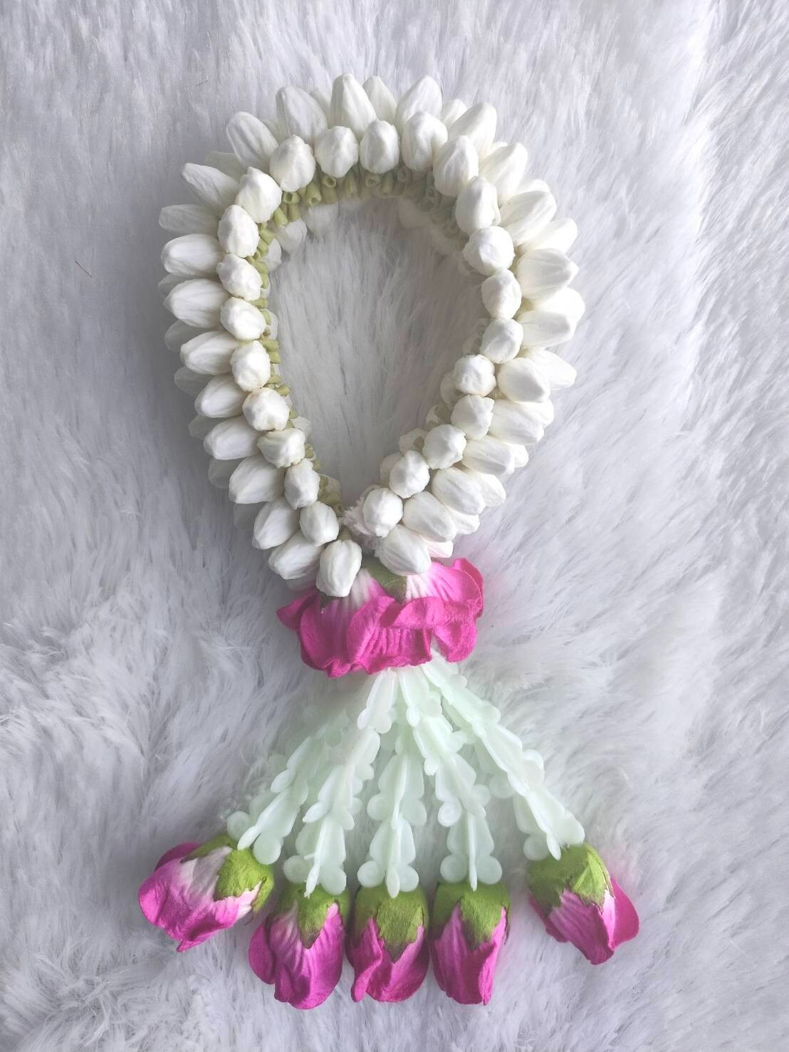 Garland Artificial Jasmine flowers Tissue Paper Fragrant Glue White Round Ubamal