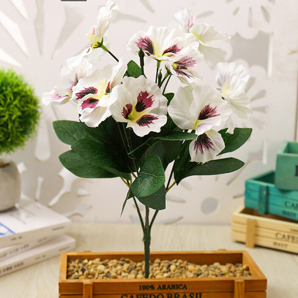 10 Heads Stems Artificial Silk Flowers Pansy Bunch Home Wedding Garden Outdoor