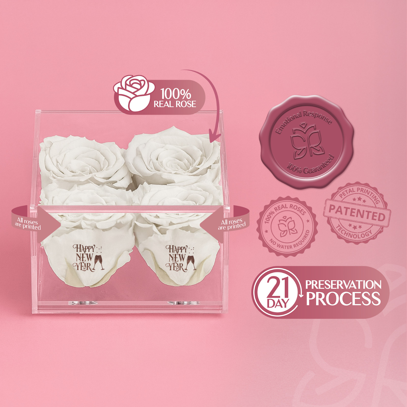 Speaking Roses Preserved Roses in Equoria V4 Display | “Happy New Year” Message