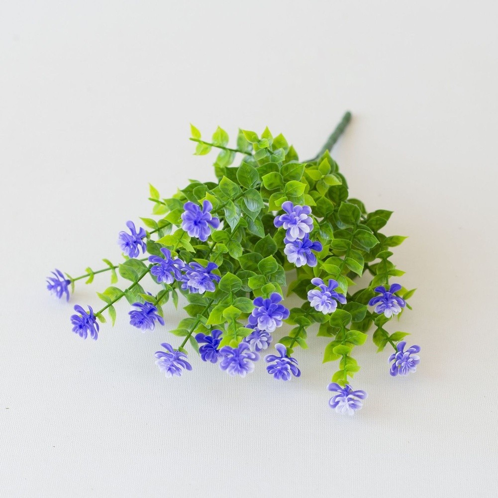 Realistic Artificial Tea Flower with Eucalyptus Leaves 36cm Plastic Plant