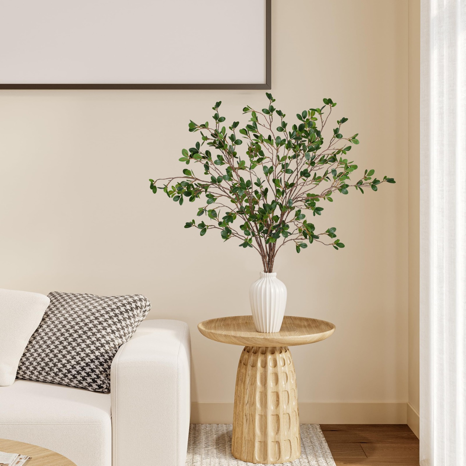 5Pcs 43.3Inch Artificial Ficus Stems, Fake Ficus Twig Plants Faux Green Leaf …
