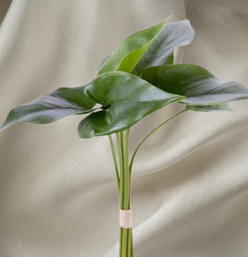 Real touch anthurium leaves with stems