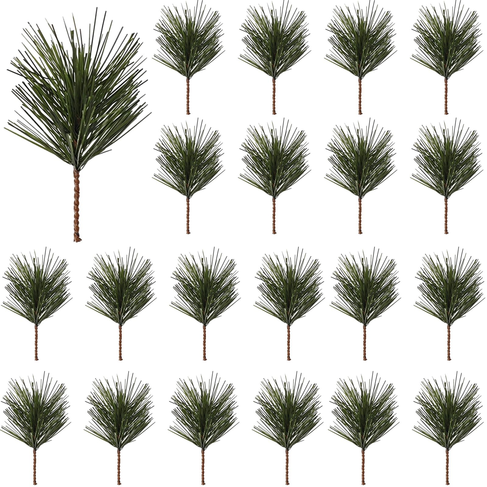 25PCS Artificial Green Pine Needles Branches- Small Pine Twigs Stems Picks- F…