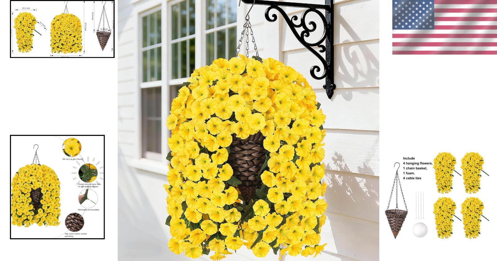Yellow Morning Glory Hanging Flowers Basket