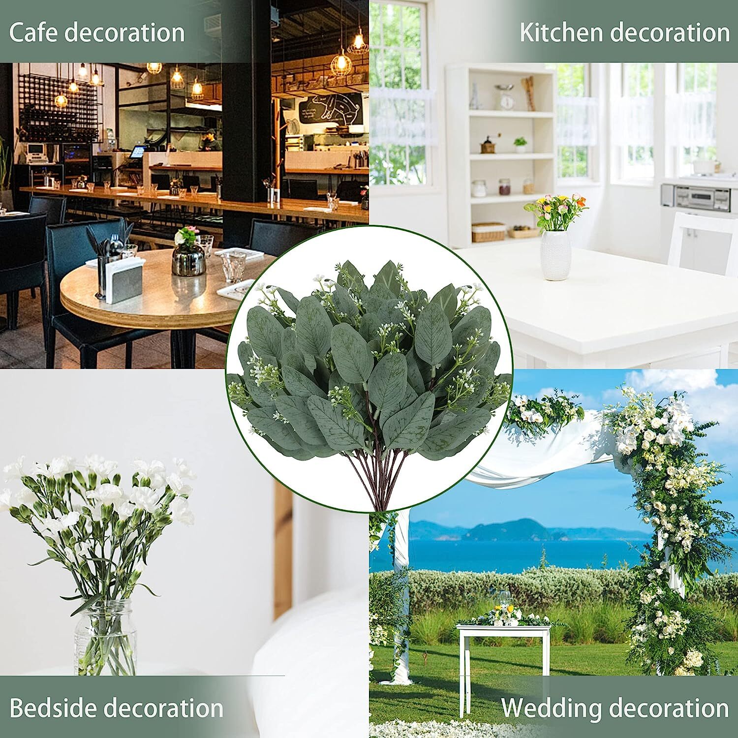 10/20 Artificial Eucalyptus Leaves Stems Garland Wreath Wedding Plant Home Decor